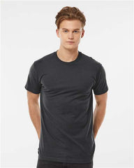 A man wearing a Tultex Unisex Fine Jersey T-Shirt 100% Cotton.