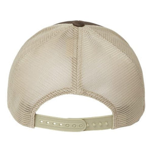 A Flexfit 110 Mesh-Back Trucker Hat with Permacurv® visor on a white background.