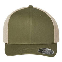 A Flexfit 110 Mesh-Back Trucker Hat with a Snapback closure.