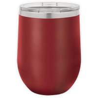 The BLANK ITEM - Insulated 12 oz Wine Cup by Kodiak Coolers is a red stainless steel tumbler with a clear plastic lid, ideal for personalized mugs or promotional gifts, displayed against a white background.