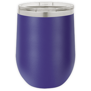 The BLANK ITEM - Insulated 12 oz Wine Cup by Kodiak Coolers is a blue stainless steel tumbler with a clear plastic lid, ideal for custom logo mugs or promotional gifts, displayed against a white background.