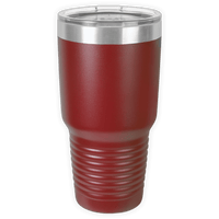 The Kodiak Coolers BLANK ITEM - Insulated 30 oz Tumbler is a tall, red travel mug with a clear lid and silver rim—ideal for adding your business logo.