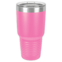 The Kodiak Coolers BLANK ITEM - Insulated 30 oz Tumbler features a stainless steel build, bright pink matte finish, clear plastic lid, and grooved grip—perfect for customizing with your business logo.