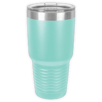 The Kodiak Coolers BLANK ITEM - Insulated 30 oz Tumbler has a light blue finish, clear plastic lid, stainless steel rim, and a textured grip—ideal for custom mugs or showcasing your business logo.
