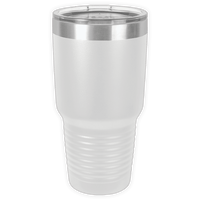 The Kodiak Coolers BLANK ITEM - Insulated 30 oz Tumbler features a white stainless steel body, clear plastic lid, and textured lower half—ideal for custom or personalized mugs—shown against a plain background.