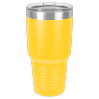The BLANK ITEM - Insulated 30 oz Tumbler by Kodiak Coolers is a large yellow drinkware with a clear lid and ribbed base, ideal for custom or business logo mugs, displayed on a white background.