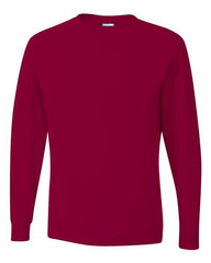 A JERZEES Midweight Dri-Power Long Sleeve 50/50 T-Shirt made of cotton/polyester for moisture-management performance.