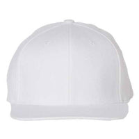 A white Flexfit 110 Flat Bill Snapback Hat with a structured six-panel design on a white background.