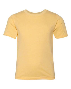 A comfortable Next Level Youth Blend CVC T-Shirt on a white background.