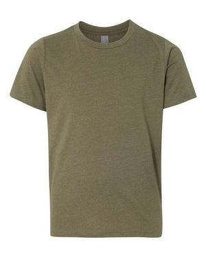 A comfortable Next Level Youth Blend CVC t-shirt made with lightweight fabric.