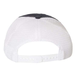 A white Richardson 111 Garment-Washed Snapback Trucker Hat with a black trim.