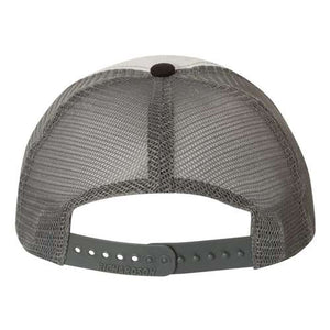 The back of a Richardson 111 Garment-Washed Snapback Trucker Hat with mesh.