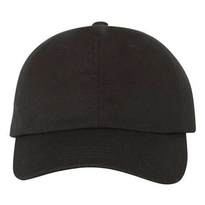 A black YP Classics 6245CM Classic Dad Hat made of cotton chino twill on a white background.