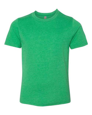 A comfortable Next Level Youth Blend CVC T-Shirt for children on a white background.