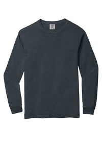 The Comfort Colors Heavyweight Ring Spun Long Sleeve T-Shirt 6014, a plain dark gray crew neck made from soft ring spun cotton, is shown against a white background.