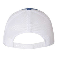 A YP Classics Six-Panel Retro Trucker Snapback Hat 6606 - Custom Leather Patch Hat | No Minimals | Volume Tiered Pricing with a snapback closure, made with polyester/cotton material, placed on a white background.