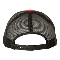 A YP Classics Six-Panel Retro Trucker Snapback Hat 6606 - Custom Leather Patch Hat | No Minimals | Volume Tiered Pricing with a snapback closure on a white background.