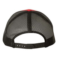 Back view of a YP Classics black camo mesh trucker cap, featuring an adjustable plastic snapback closure, from the Yupoong Classics Six-Panel Retro Trucker Snapback Hat 6606 - Custom Embroidered Hat collection.