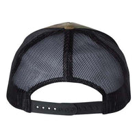 A YP Classics Six-Panel Retro Trucker Snapback Hat 6606 - Custom Leather Patch Hat | No Minimals | Volume Tiered Pricing with snapback closure, on a white background.