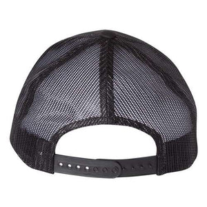 The back of a YP Classics Six-Panel Retro Trucker Snapback Hat 6606 with snapback closure.