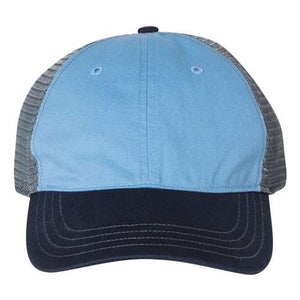 An image of a Richardson 111 Garment-Washed Snapback Trucker Hat - Custom Leather Patch Hat | No Minimals | Volume Tiered Pricing.