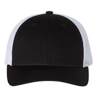A Richardson 115 Low Pro Snapback Trucker Cap with a snapback closure on a white background.