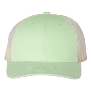 A structured Richardson light green mesh cap with white trim, featuring a snapback closure.
