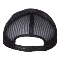 A Richardson 111P Washed Printed Snapback Trucker Hat with polyester material on a white background.