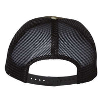 The Richardson 111P Washed Printed Snapback Trucker Hat features a black mesh back, adjustable snapback closure, and Realtree-inspired style. Custom embroidery available.