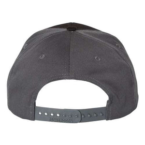 A Richardson 312 Twill Back Snapback Trucker Hat with a black strap.