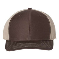 A Richardson 312 Twill Back Snapback Trucker Hat on a white background.