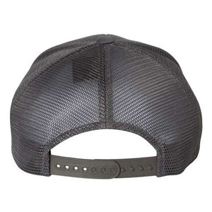 A Flexfit 110 Mesh-Back Trucker Hat with a Permacurv® visor.