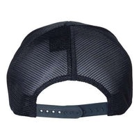 The back of a Flexfit 110 Mesh-Back Trucker Hat features a Snapback closure and Permacurv® visor.