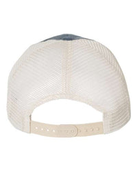 A Sportsman Pigment-Dyed Snapback Trucker Hat with a visor on a white background.