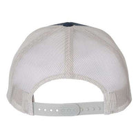 A YP Classics Six-Panel Retro Trucker Snapback Hat 6606 - Custom Leather Patch Hat | No Minimals | Volume Tiered Pricing on a white background.