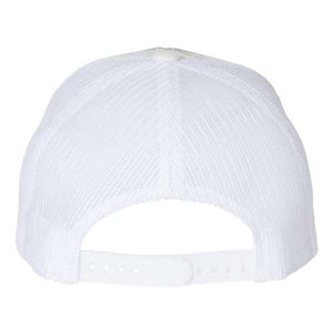 The back view of a YP Classics Six-Panel Retro Trucker Snapback Hat 6606 with a snapback closure.