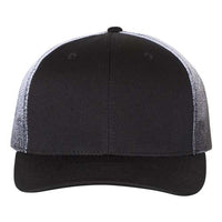 A Richardson 112PM Printed Mesh Trucker Cap with snapback closure on a white background.