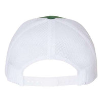 Back view of the Yupoong Classics Six-Panel Retro Trucker Snapback Hat 6606 in white camo mesh, featuring a convenient snapback closure by YP Classics.