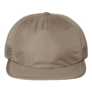 A Richardson 935 Rouge Wide Set Mesh Performance Cap in tan with mesh detailing.