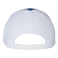 Back view of a stylish Yupoong Classics Six-Panel Retro Trucker Snapback Hat 6606 in white mesh, showcasing an adjustable snapback closure from YP Classics, ideal for any casual outing.