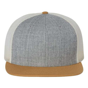 A Richardson 511 Wool Blend Flat Bill Trucker Cap with a snapback closure on a white background.