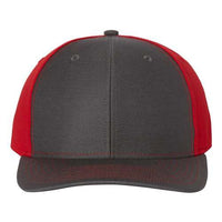 An image of a Richardson 312 Twill Back Snapback Trucker Hat with grey accents.