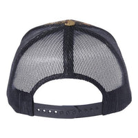 A YP Classics Six-Panel Retro Trucker Snapback Hat 6606 - Custom Leather Patch Hat | No Minimals | Volume Tiered Pricing with snapback closure and gold accents.