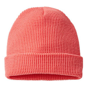 A Richardson 146R Waffle Cuffed Beanie with an adjustable cuff.