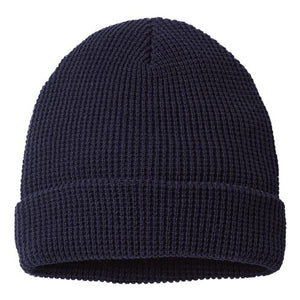 A Richardson 146R Waffle Cuffed Beanie on a white background.