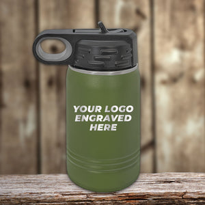 A youthful vibrant Kodiak Coolers Custom Kids Water Bottle 12 oz Personalized with your Logo, Design or Names - Special Bulk Wholesale Volume Pricing laser-engraved here.