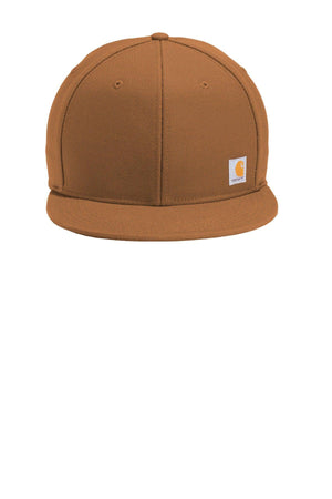 Brown Carhartt Snapback Flat Brim Ashland Hat CT101604 with a logo on the front.