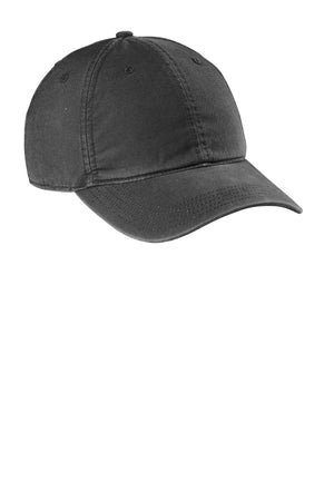 A black Carhartt Velcro Cotton Canvas Hat CT103938 - Custom Embroidered Hat on a white background.