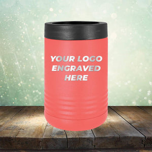 Custom can holder with business logo laser engraved branded koozie coral