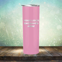 Custom skinny tumbler with business logo laser engraved branded 20oz mug with lid pink
